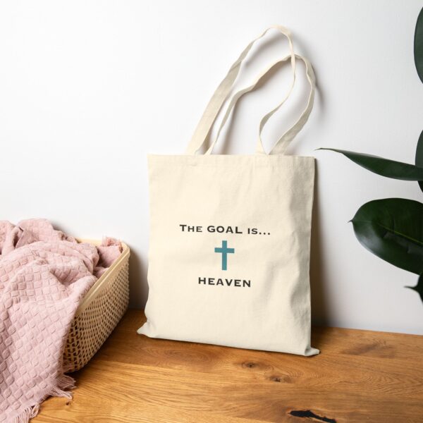 The Catholic Dad Cotton Canvas Tote Bag - 'The Goal Is Heaven' - Image 2