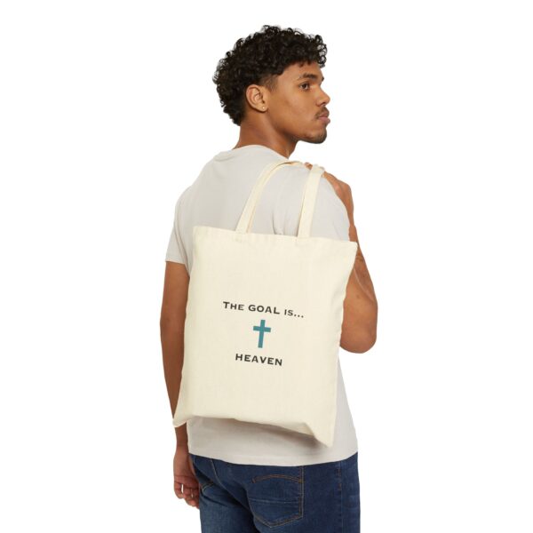 The Catholic Dad Cotton Canvas Tote Bag - 'The Goal Is Heaven' - Image 4